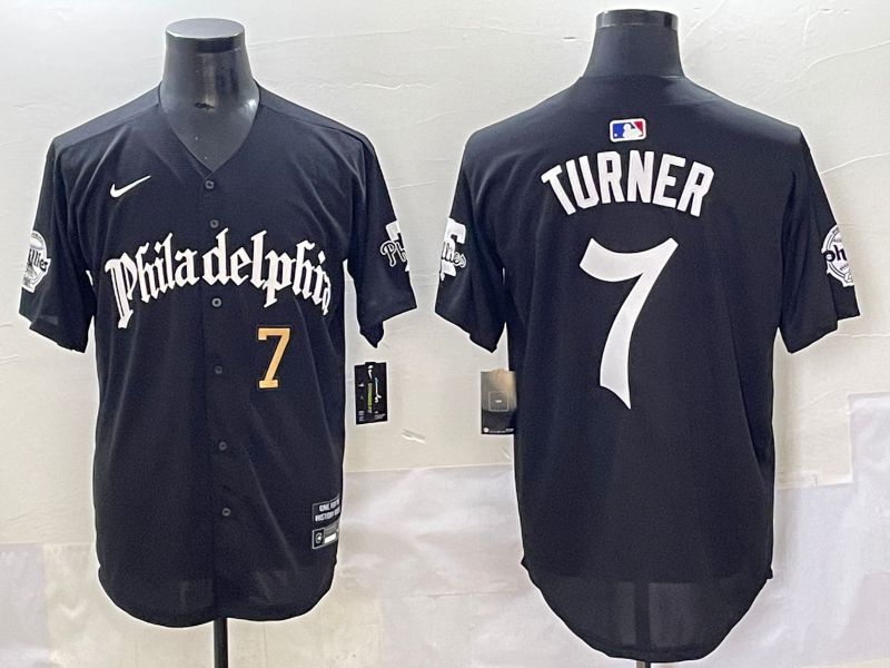 Men 2025 Philadelphia Phillies #7 Turner Black Five generations Joint Name Nike MLB Jersey style 6